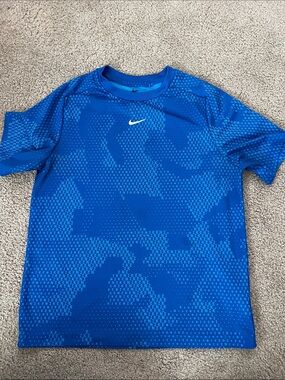 Nike Royal Blue Graphic Performance Tee with White Swoosh